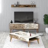 Set namještaja za dnevni boravak Valensiya 140 - orah, bijela, mramor