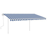 Tenda na ručno uvlačenje sa stupovima 4 x 3,5 m plavo-bijela 3070016