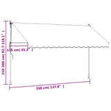 Tenda na uvlačenje krem 350 x 150 cm od tkanine i čelika 368748