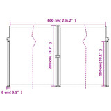 Bočna tenda na uvlačenje antracit 200 x 600 cm 4004658