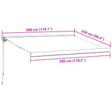 Tenda na uvlačenje antracit i bijela 3x2,5 m tkanina i aluminij 3216123