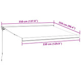Tenda na ručno uvlačenje bordo 350 x 250 cm 3215314