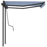 Tenda na ručno uvlačenje sa stupovima 3,5 x 2,5 m plavo-bijela 3070116