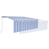 Tenda na ručno uvlačenje s roletom 4,5 x 3 m plavo-bijela 3069316