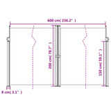 Bočna tenda na uvlačenje crna 200 x 600 cm 4004654