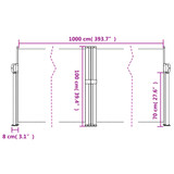 Uvlačiva bočna tenda 100 x 1000 cm smeđa 4004689