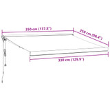 Tenda na uvlačenje antracit-bijela 3,5x2,5 m tkanina i aluminij 3216139