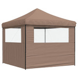 Sklopivi prigodni šator za zabave s 2 bočna zida smeđi 4004925