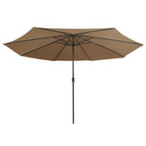 Vrtni suncobran s metalnim stupom 390 cm smeđesivi 47381