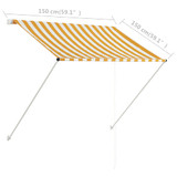Tenda na uvlačenje 150 x 150 cm žuto-bijela 143752
