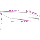 Tenda na uvlačenje antracit i bijela 3x2,5 m tkanina i aluminij 3216138