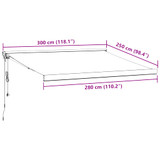 Tenda na uvlačenje antracit i bijela 3x2,5 m tkanina i aluminij 3216133