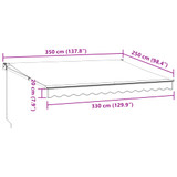 Tenda na uvlačenje antracit-bijela 3,5x2,5 m tkanina i aluminij 3216104