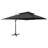 Konzolni vrtni suncobran s dvostrukim vrhom 400 x 300 cm crni 312377 Konzolni vrtni suncobran s dvostrukim vrhom 400 x 300 cm crni 312377