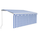 Tenda na ručno uvlačenje s roletom 3,5 x 2,5 m plavo-bijela   3069276