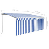 Tenda na ručno uvlačenje s roletom 3,5 x 2,5 m plavo-bijela   3069276