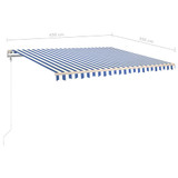 Tenda na ručno uvlačenje sa stupovima 4,5 x 3,5 m plavo-bijela 3070036