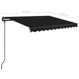 Tenda na ručno uvlačenje sa stupovima 3,5 x 2,5 m antracit 3070119