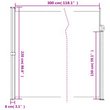 Bočna tenda na uvlačenje bijela 220 x 300 cm 4004376