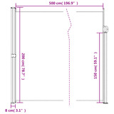 Bočna tenda na uvlačenje bijela 200 x 500 cm 4004466