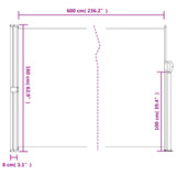 Uvlačiva bočna tenda terakota 160 x 600 cm 4004528