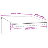 Tenda na ručno uvlačenje antracit i bijela 300 x 250 cm 3216038