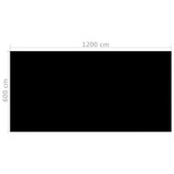 Pravokutni pokrivač za bazen 1200 x 600 cm PE crni 92967
