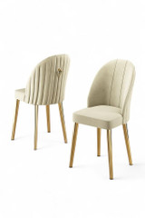 Set stolica (2 komada) Mara - kremasta, zlatna