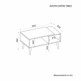 Stol za kavu Austin - Travetin, Safirni hrast