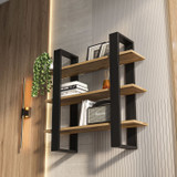 Zidna polica Suno - Crna, Oud hrast