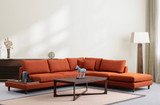 Kutna sofa Novi tulipan s pufom - narančasti
