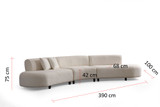 Kutna sofa Pars krema (L1 + 01 + 1R) - Kut v2