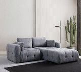 Kutna sofa Amaris dvosjed s pufom - sivi