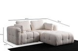 Kutna sofa Amaris dvosjed s pufom - bijeli