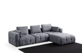 Kutna sofa Amaris trosjed s pufom - sivi