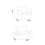 Kauč na razvlačenje s 2 sjedišta Chatto - Svijetlosmeđa