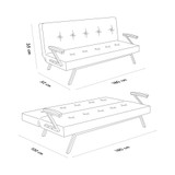 Kauč na razvlačenje s 3 sjedišta Zven - Siva Kauč na razvlačenje s 3 sjedišta Zven - Siva