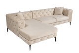 Kutna sofa Como Eco Lijevo - Bež, Crna