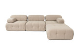 Kutna sofa Doblo trosjed s pufom (L1-O1-1R-Pouffe) - breskva