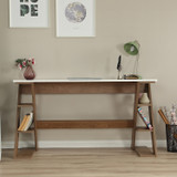 Radni stol Lungo - Tamni hrast, Bijela