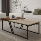 Set stolića za kavu Verona P0024623 - Travertin, Rustikalni orah