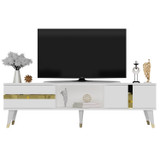 TV komoda Vania - bijela, zlatna TV komoda Vania - bijela, zlatna