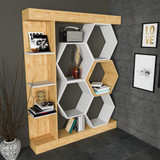 Polica za knjige Sueno - bijela, hrast