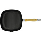 Grill Tava s Drvenom Ručkom Lijevano Željezo 20x20 cm