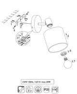 TOMMY/1 ZIDNA LAMPA BLACK/GOLD