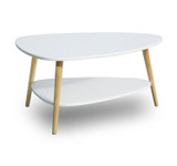 Moderni stolić za kavu, polica, drvene noge, bijela, ModernHome