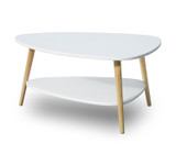 Moderni stolić za kavu, polica, drvene noge, bijela, ModernHome