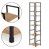 Moderna drvena polica, metalni okvir LOFT, 5 polica