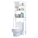 Visoka WC polica za kupaonicu iznad WC školjke s 3 razine, aluminijski okvir