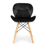 Set od 4 baršunaste stolice za blagovaonicu i dnevni boravak, crne boje, ModernHome